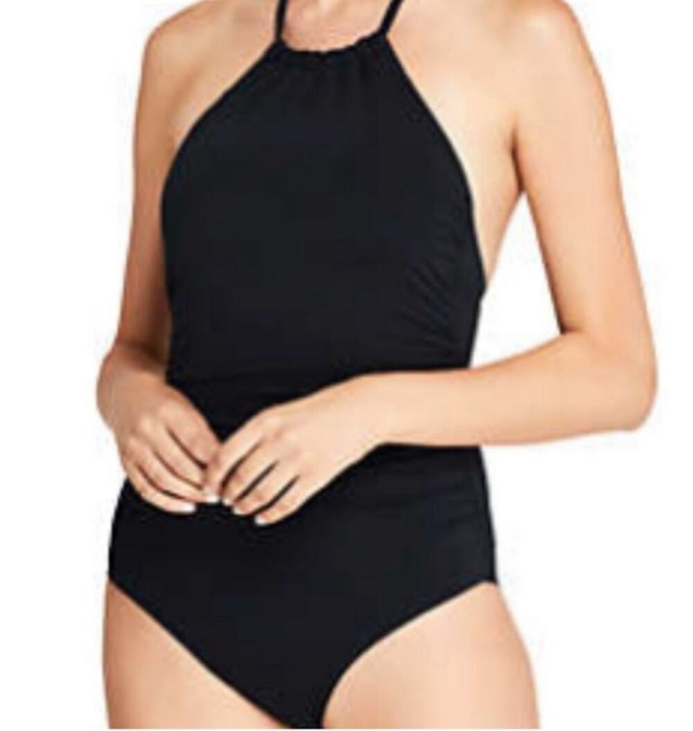 Lands End Highneck Halter One Piece Swim Suit 10 10L Tall Long Torso NWOT